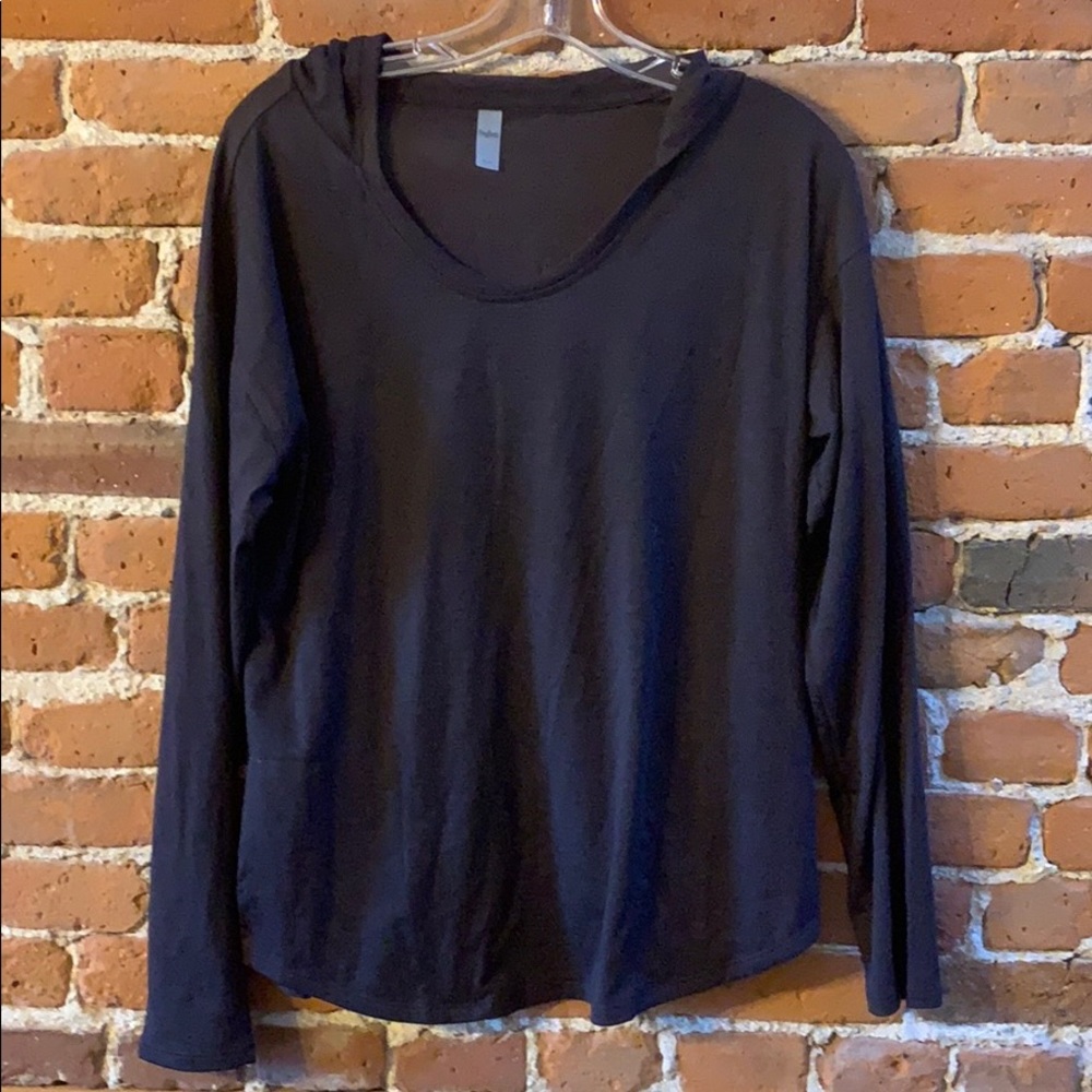 Long sleeve workout shirt with hood